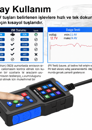 vGate T200 Oto Arıza Tespit El Terminali TÜRKÇE MENÜ Bandrollü Cihaz