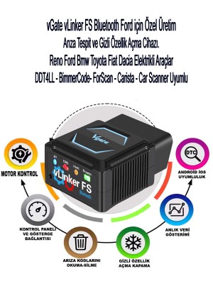 Vgate vLinker FS Bluetooth Ford FORScan Gizli Özellik Açma Ve Arıza Tespit Cihazı HS/MS-CAN Vgate vLinker FS Bluetooth Ford FORScan Gizli Özellik Açma Ve Arıza Tespit Cihazı HS/MS-CAN