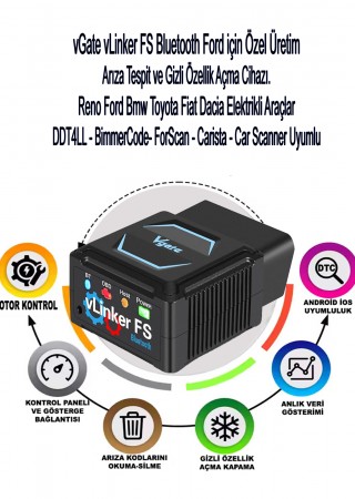 Vgate vLinker FS Bluetooth Ford FORScan Gizli Özellik Açma Ve Arıza Tespit Cihazı HS/MS-CAN