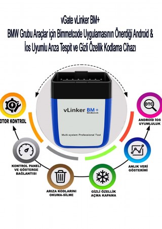 vGate vLinker BM+ BMW & Mini için özel Arıza Tespit ve Gizli Özellik Açma Kodlama Cihazı BimmerCode Uyumlu